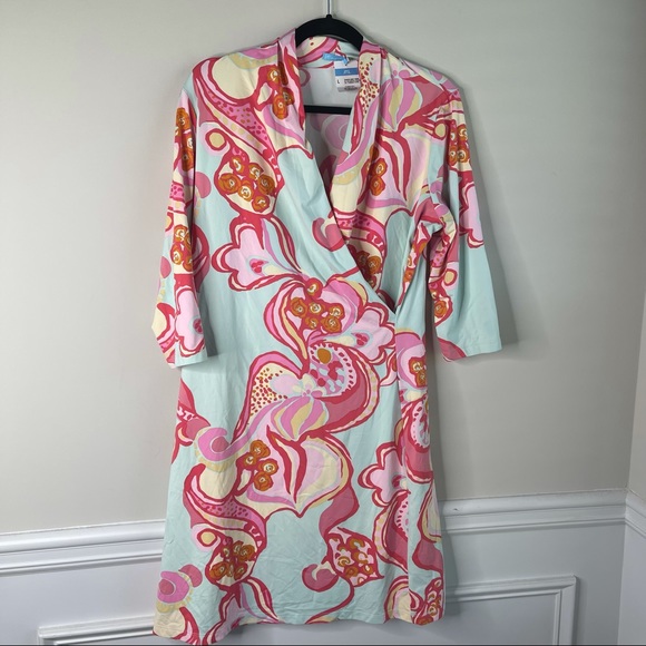 J McLaughlin Panama Wrap dress Catalina cloth L